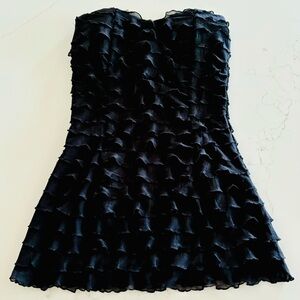 Charlotte Russe XS black, ruffle, strapless, sweetheart neck line top